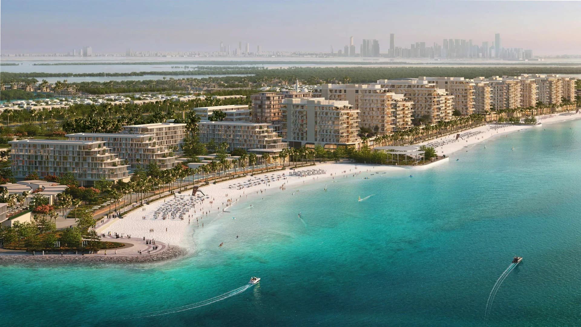 Fahid Island masterplan aerial. Al Marsa Villas is a planned villa community within this development.