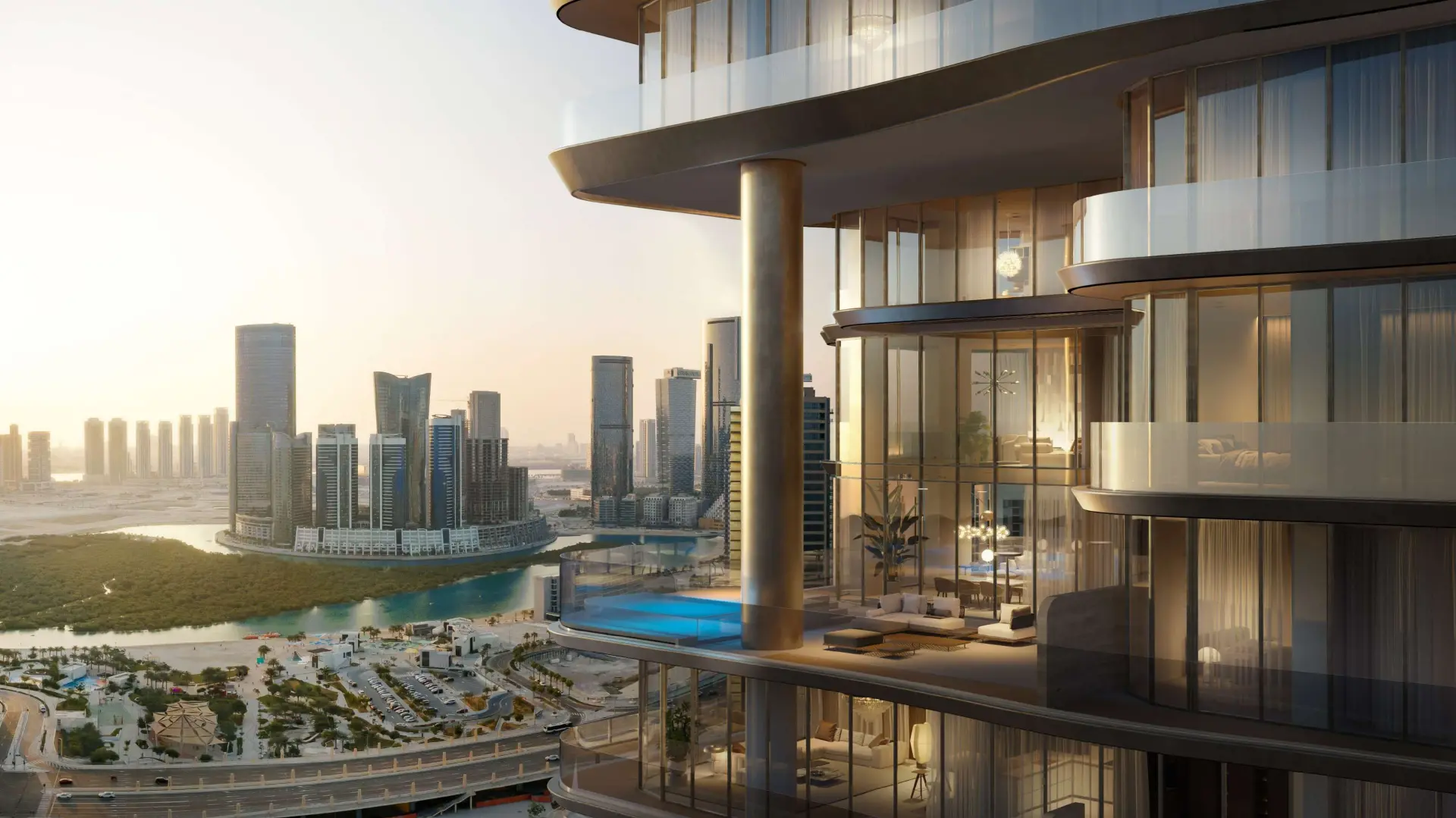 Canal and skyline view from A1LA Residence