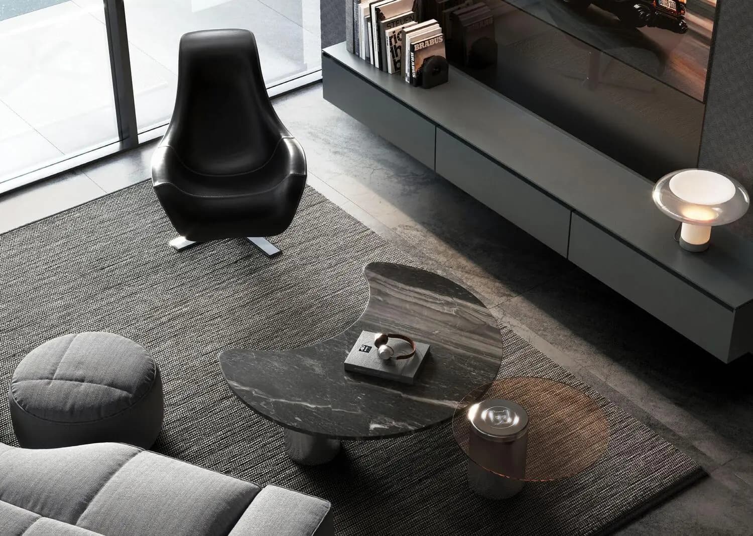 BRABUS Island living room in a dark performance-inspired palette