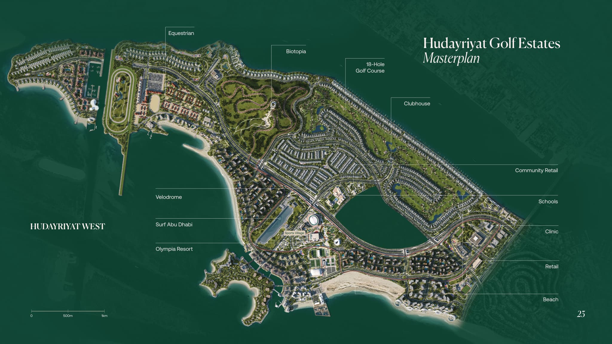 Hudayriyat Golf Estates master plan by Modon, golf community layout on Hudayriyat Island, Abu Dhabi
