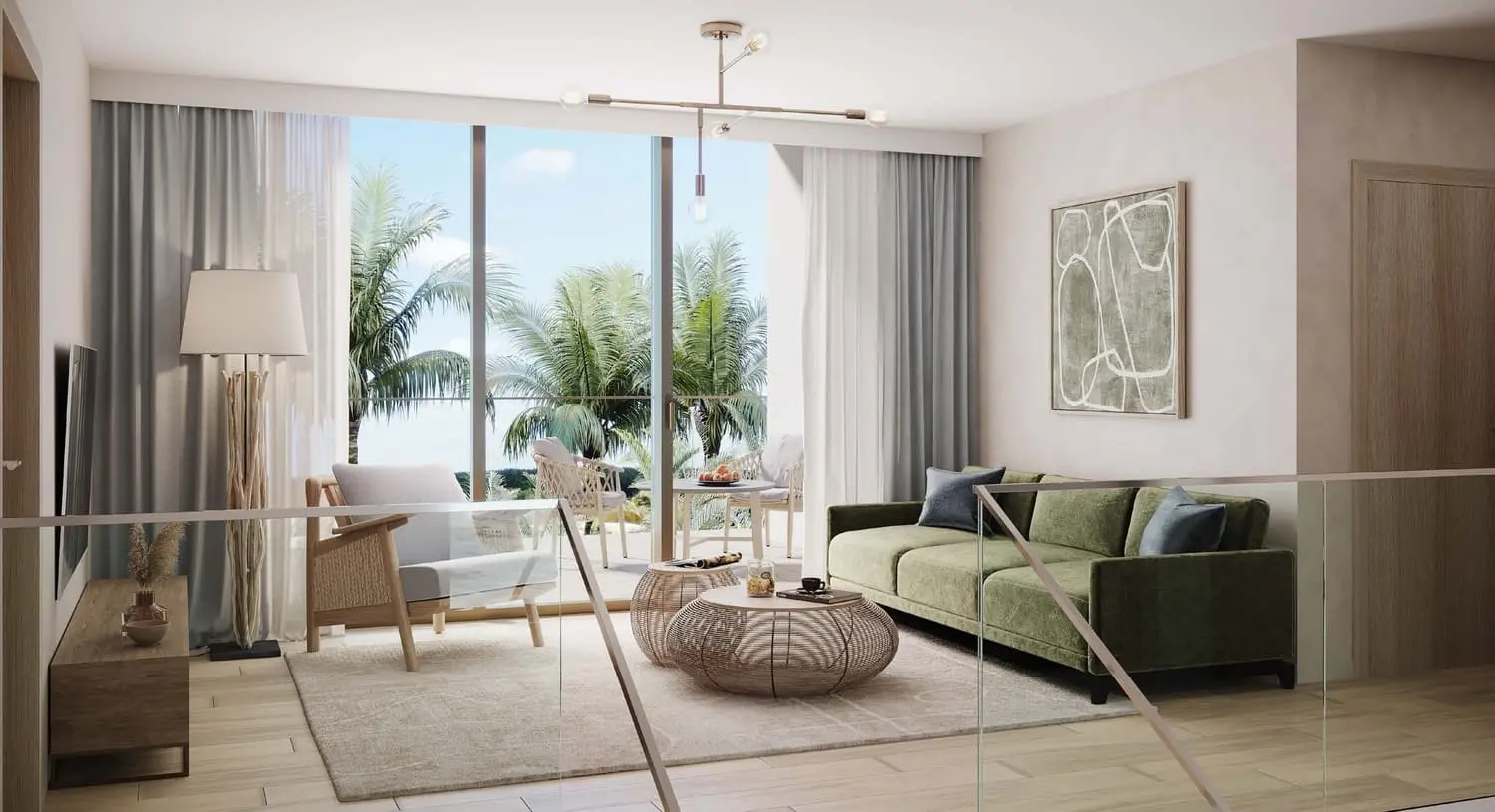 Kayan Villas Rawya family lounge with garden views at AlJurf Gardens