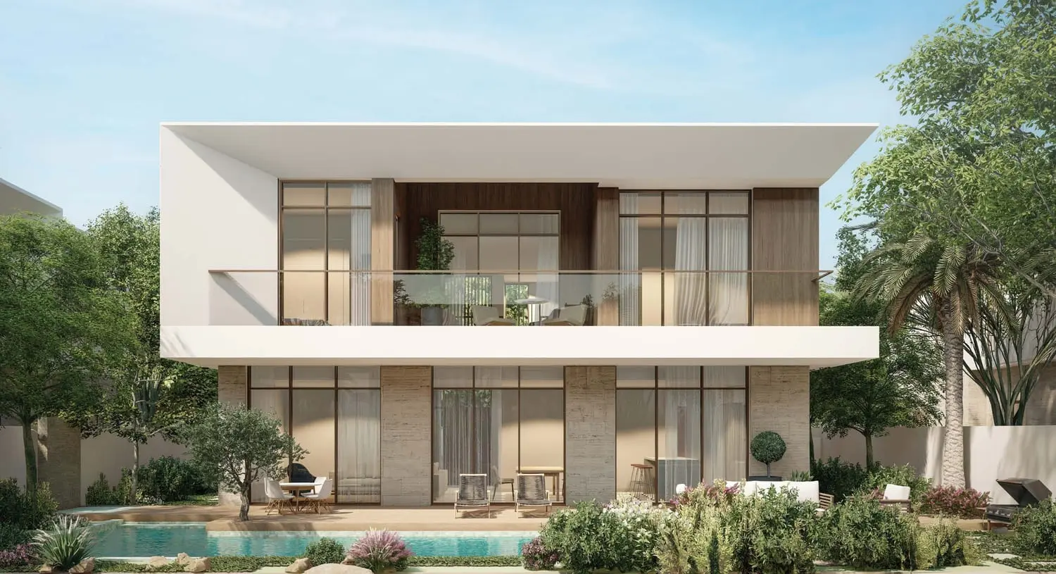 Kayan Villas Rawya rear garden facade and private swimming pool