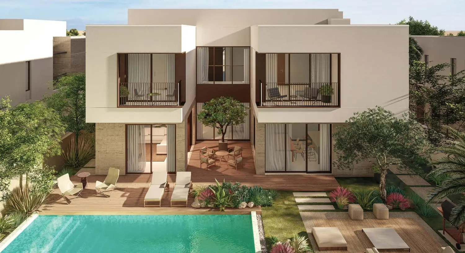 Kayan Villas Rihal central courtyard, garden deck and private pool