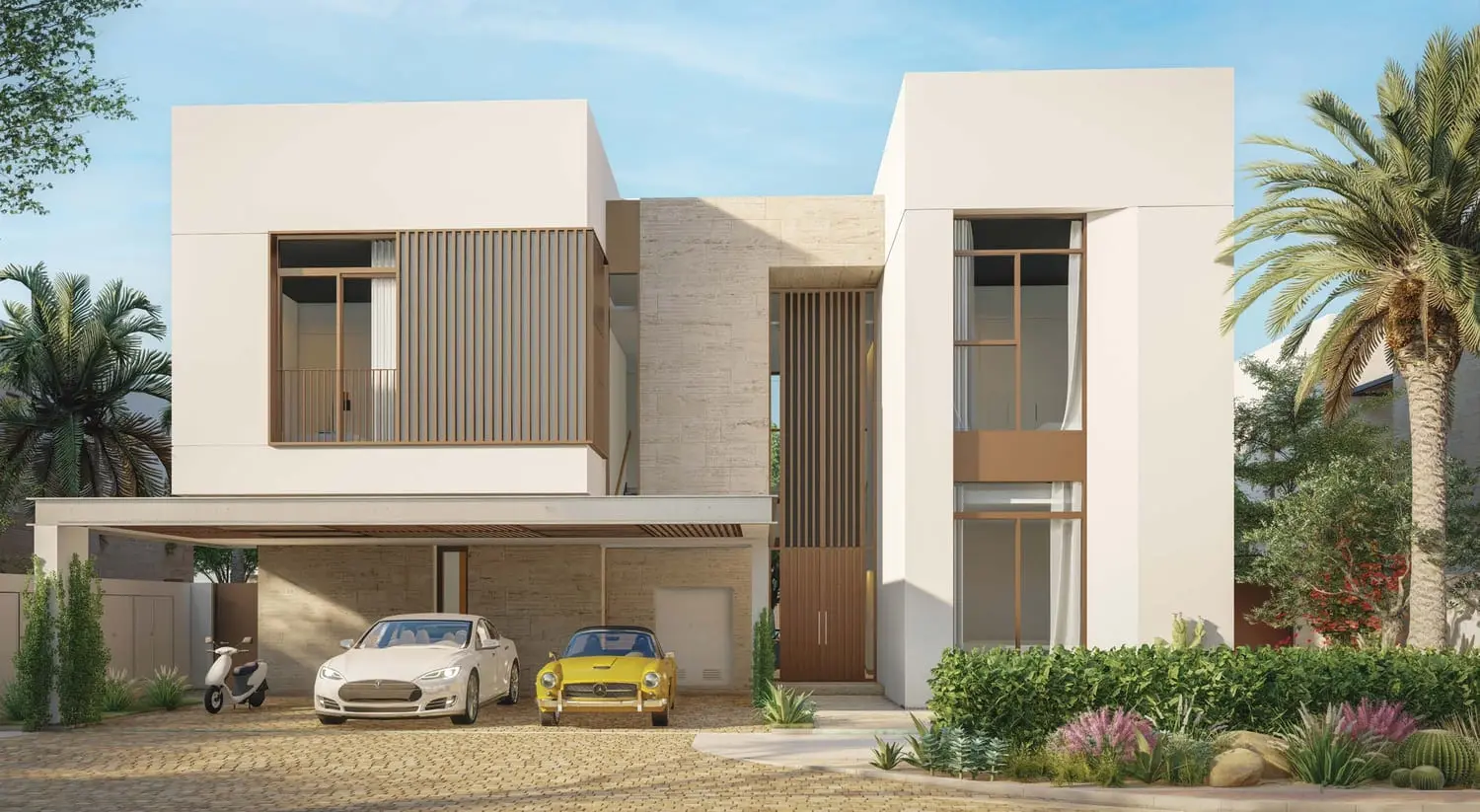Kayan Villas Rihal exterior with courtyard-inspired facade at AlJurf Gardens