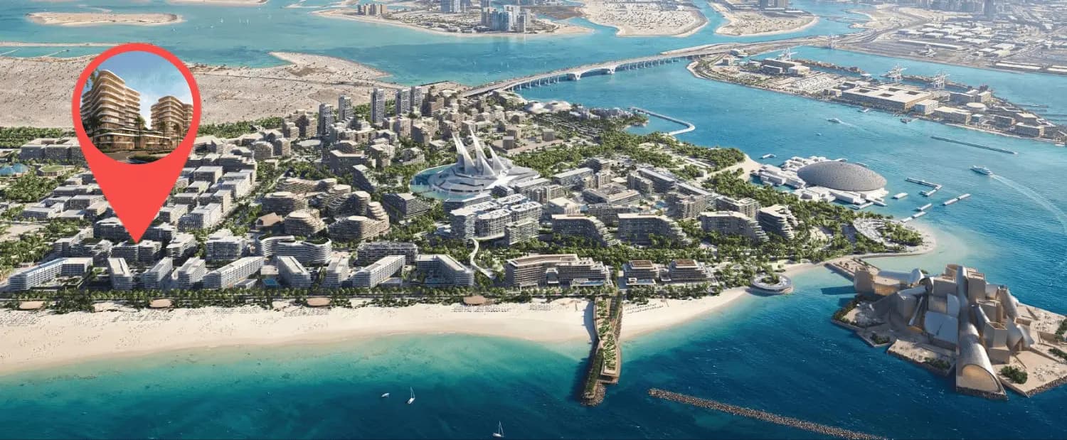 Map showing Mamsha Gardens on Mamsha Al Saadiyat in the Saadiyat Cultural District, Saadiyat Island, Abu Dhabi, near Louvre Abu Dhabi and Guggenheim Abu Dhabi