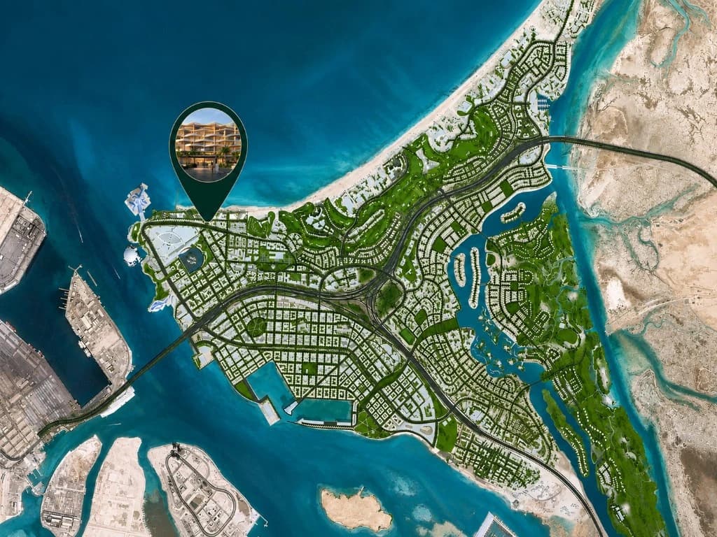 Map locating Mamsha Palm on Saadiyat Island, Abu Dhabi