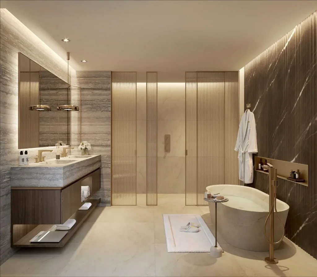 Bathroom interior at Mandarin Oriental Residences in the Saadiyat Cultural District, Abu Dhabi