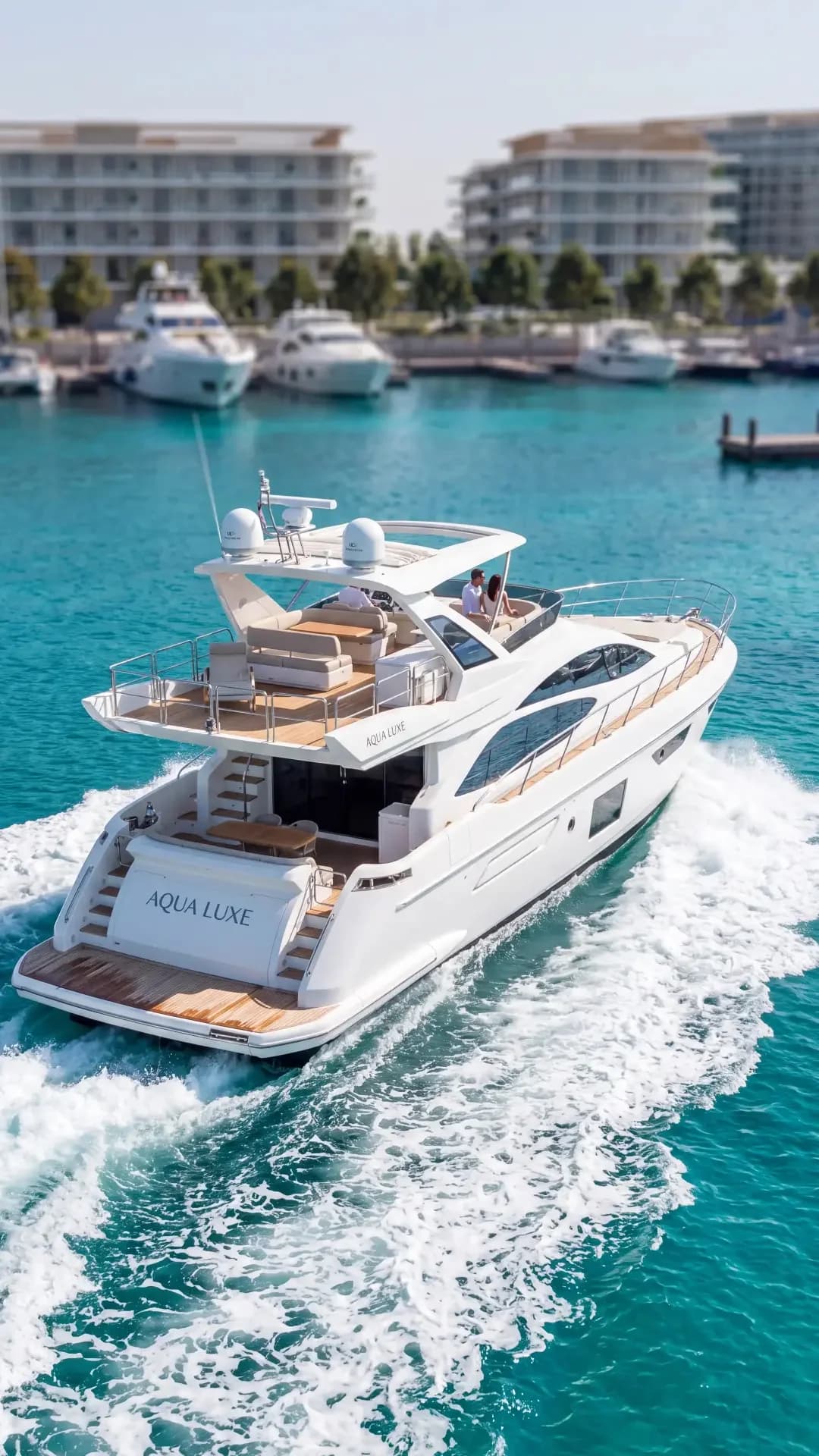 Ramhan Marina promenade and waterfront lifestyle at midday, Ramhan Island, Abu Dhabi by Eagle Hills
