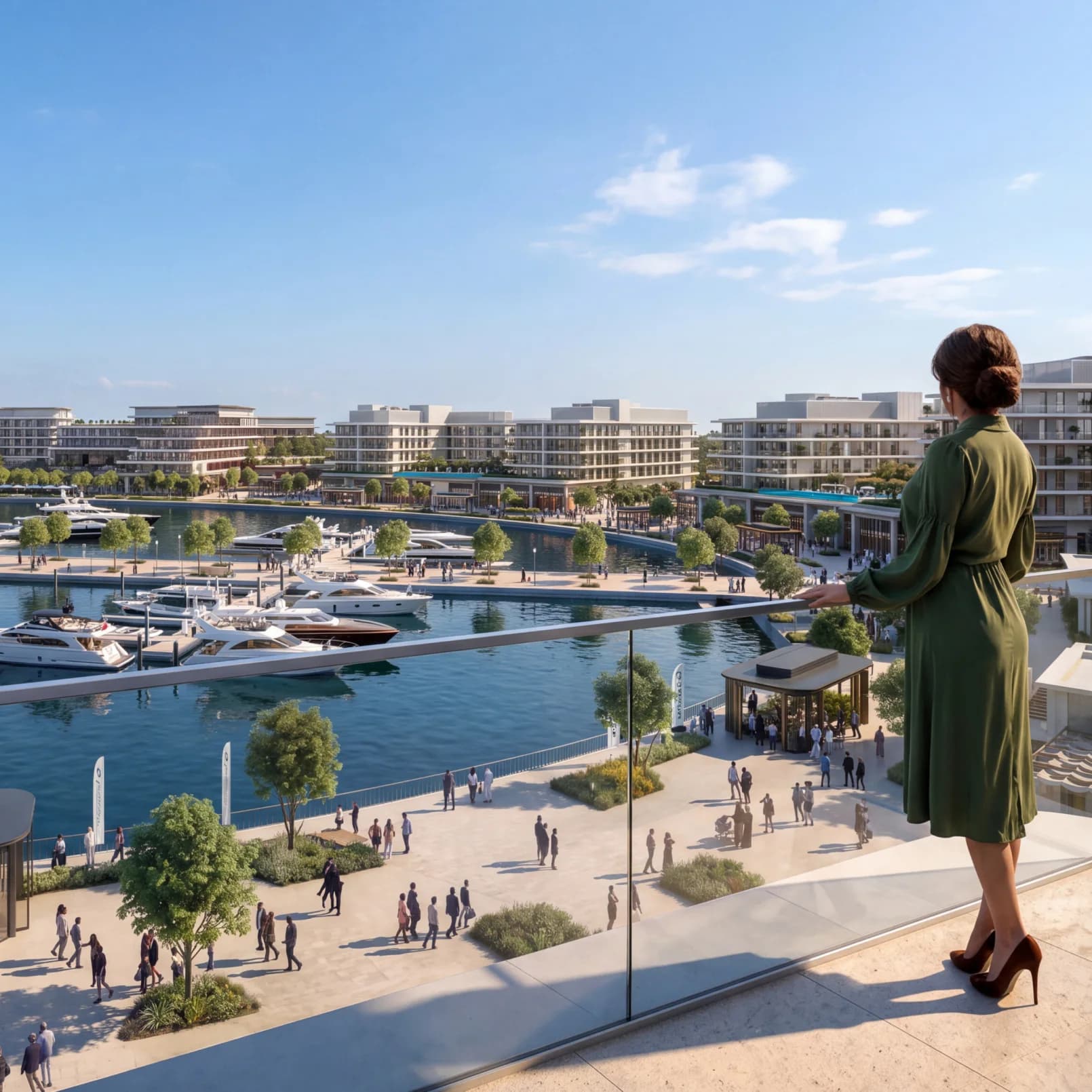 Ramhan Marina waterfront apartments along the inner channel at Ramhan Island, Abu Dhabi