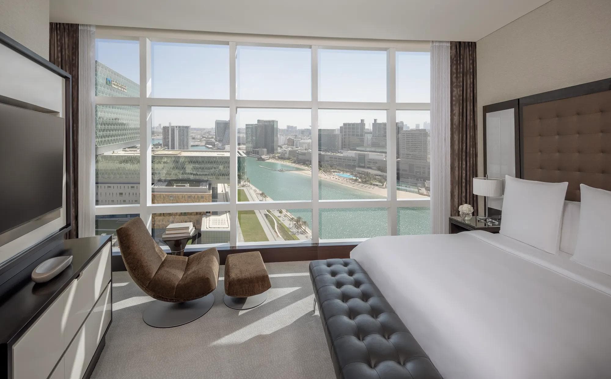 Bedroom in a Rosewood Abu Dhabi serviced apartment