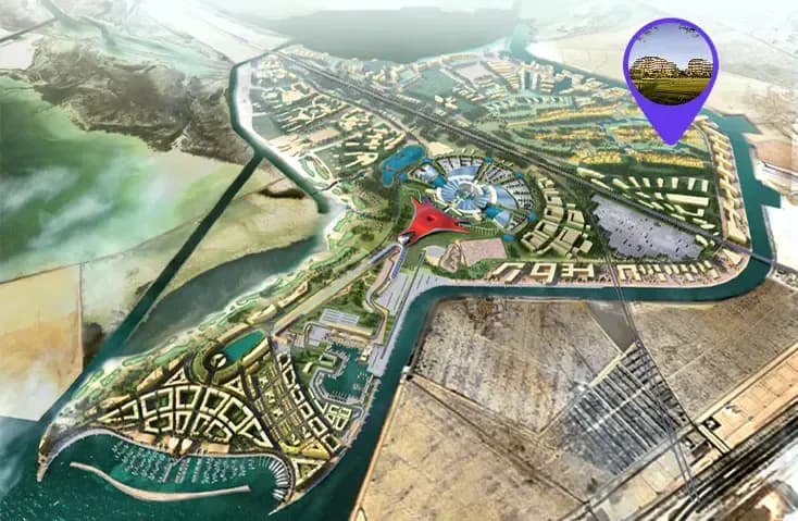 Map locating Sama Yas on Yas Island, Abu Dhabi