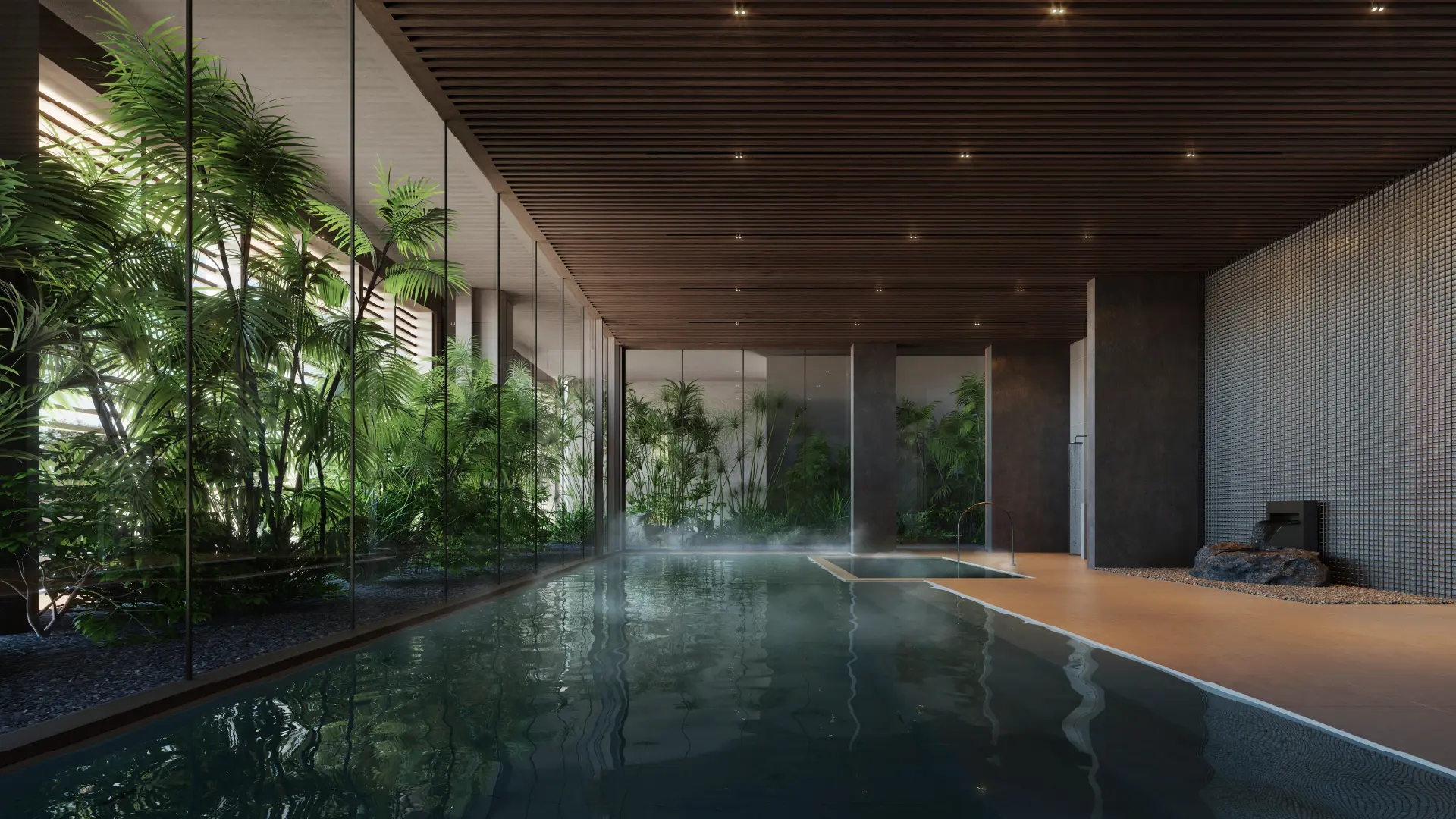 Sei Saadiyat spa with hot and cold baths and tropical planting in Abu Dhabi