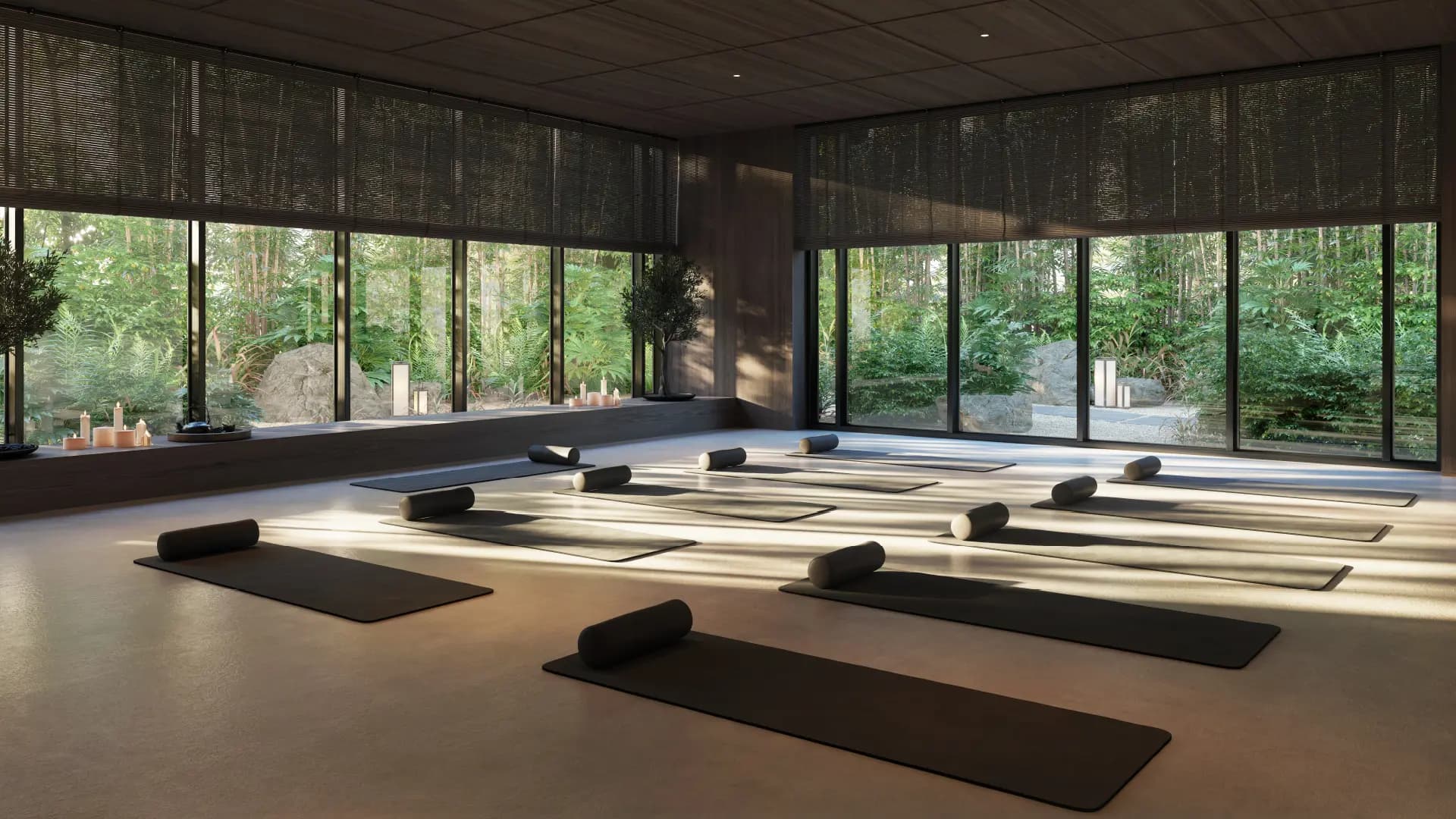Sei Saadiyat yoga studio overlooking a Zen Garden in Saadiyat Cultural District, Abu Dhabi