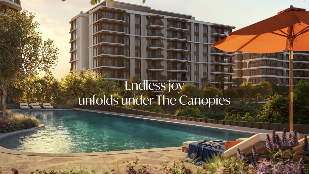 Resort-style swimming pool and residences at The Canopies at Yas Point Abu Dhabi