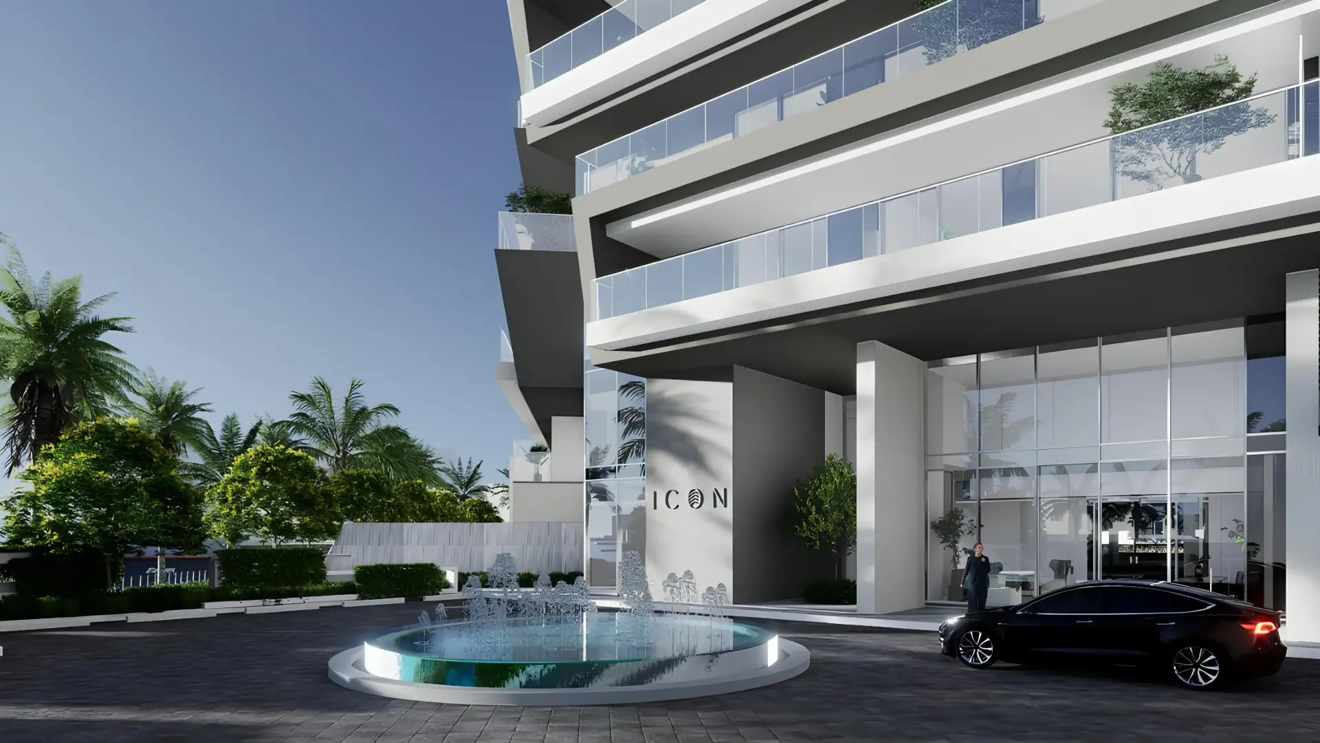 Arrival entrance at The Icon Tower on Yas Island, Abu Dhabi