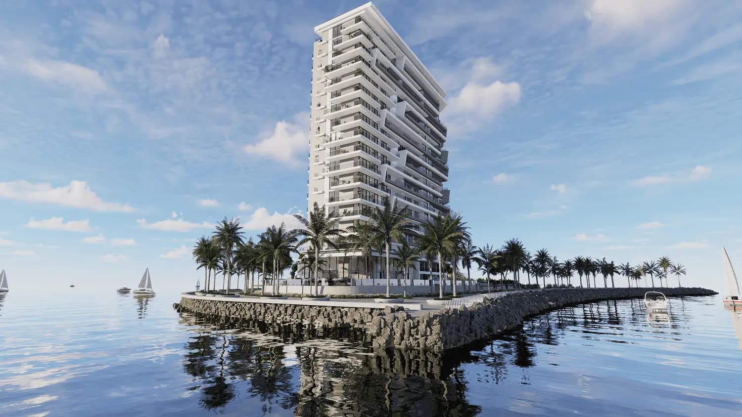 The Icon Tower waterfront exterior at Yas Bay on Yas Island, Abu Dhabi