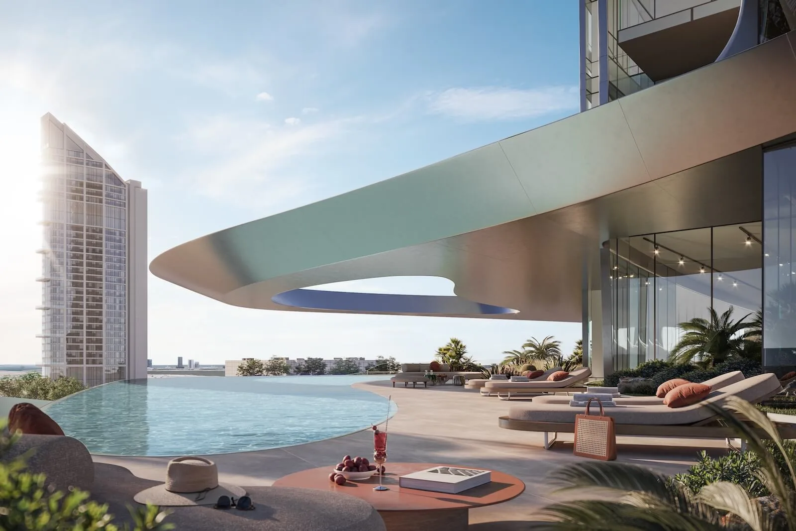 Infinity pool overlooking the canal at W Residences Abu Dhabi, Al Maryah Island