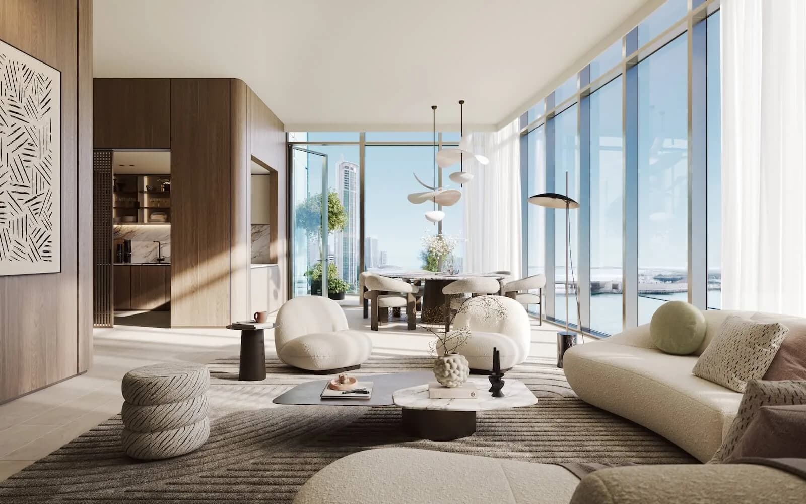 Semi-furnished living room at W Residences Abu Dhabi, Al Maryah Island