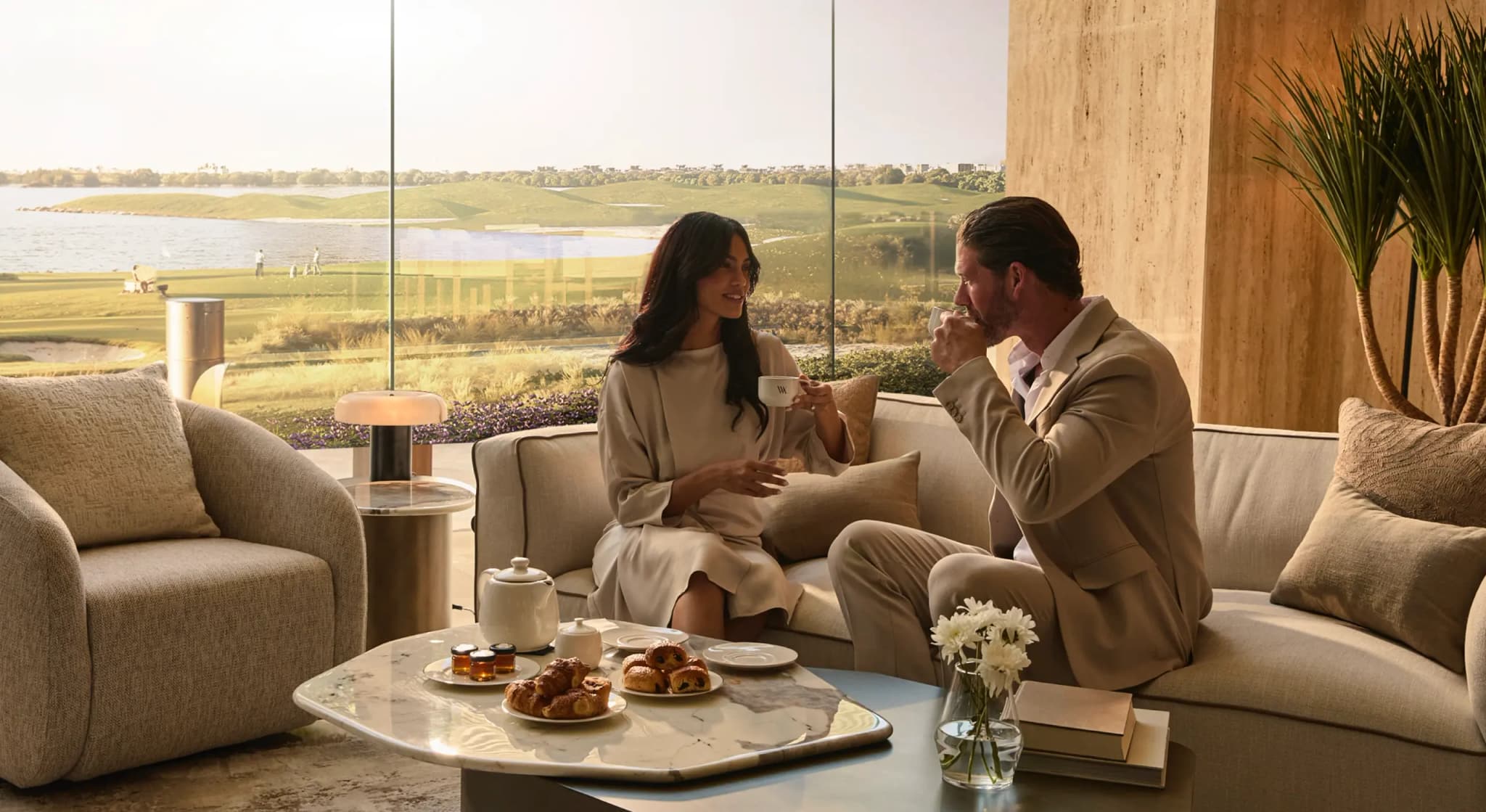 Waldorf Astoria Residences Yas landscaped gardens on Yas Island, Abu Dhabi, near Al Mangrove