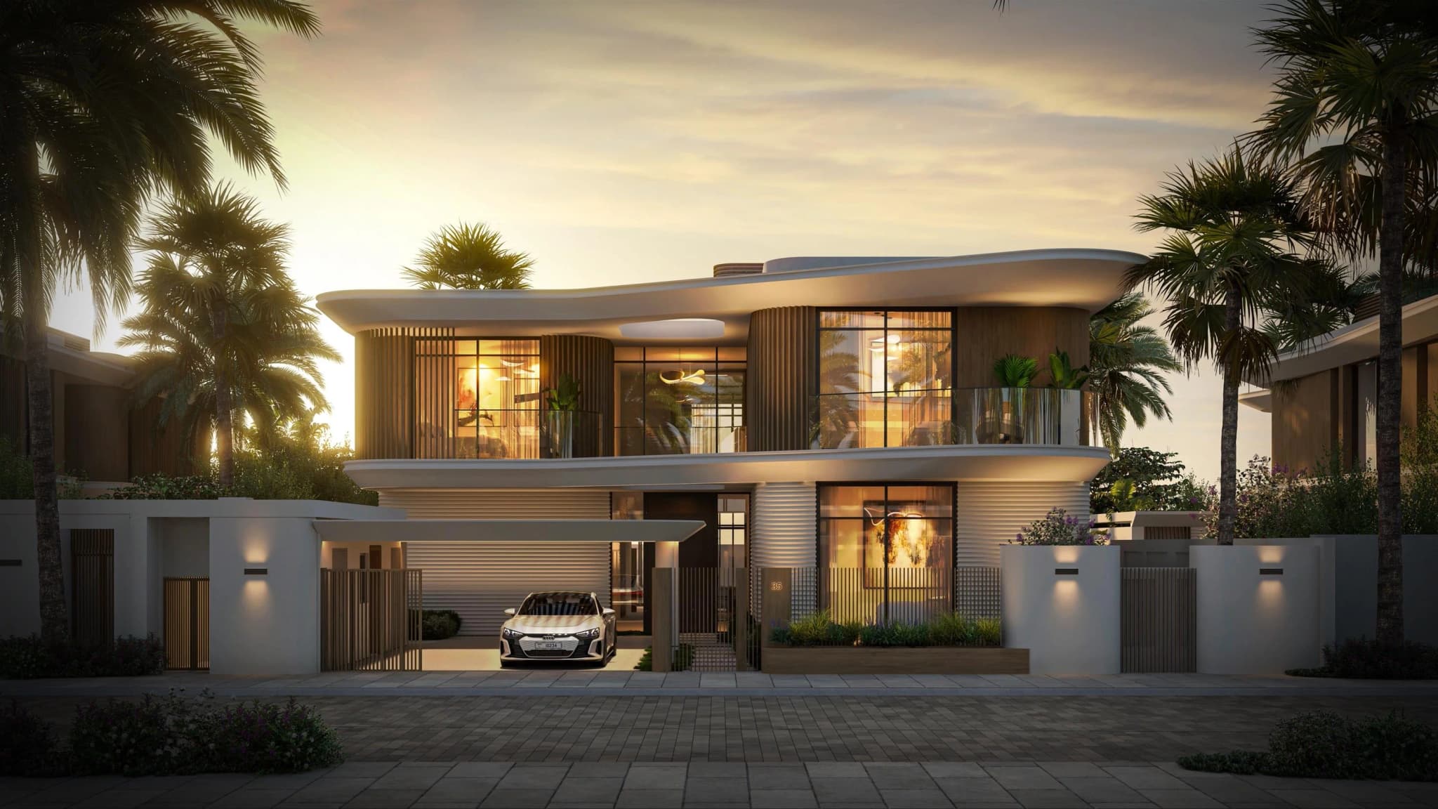 Yas Riva Reserve 5-bedroom inland villa exterior on Yas Island by Aldar