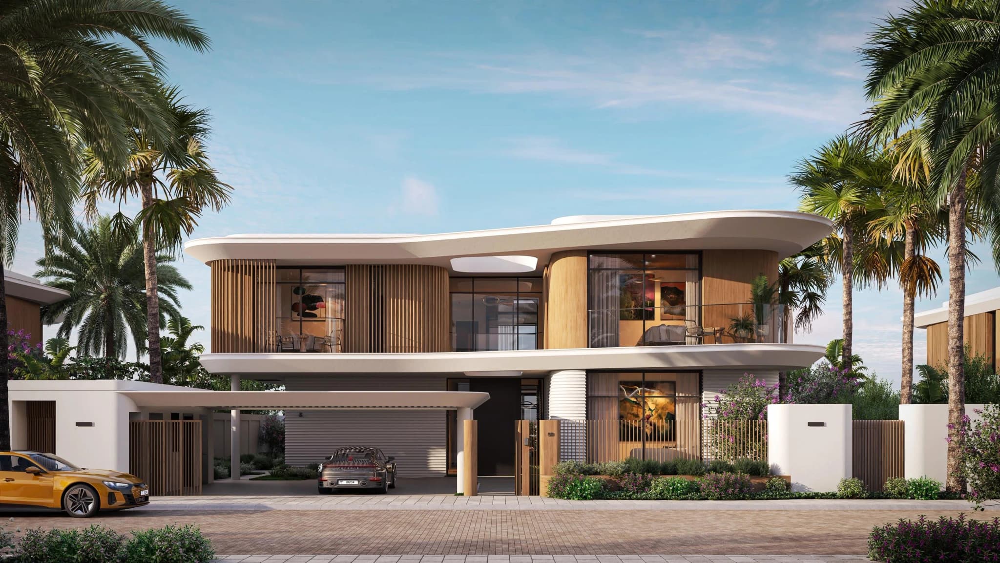 Yas Riva Reserve 6-bedroom canal villa exterior with waterfront frontage on Yas Island by Aldar