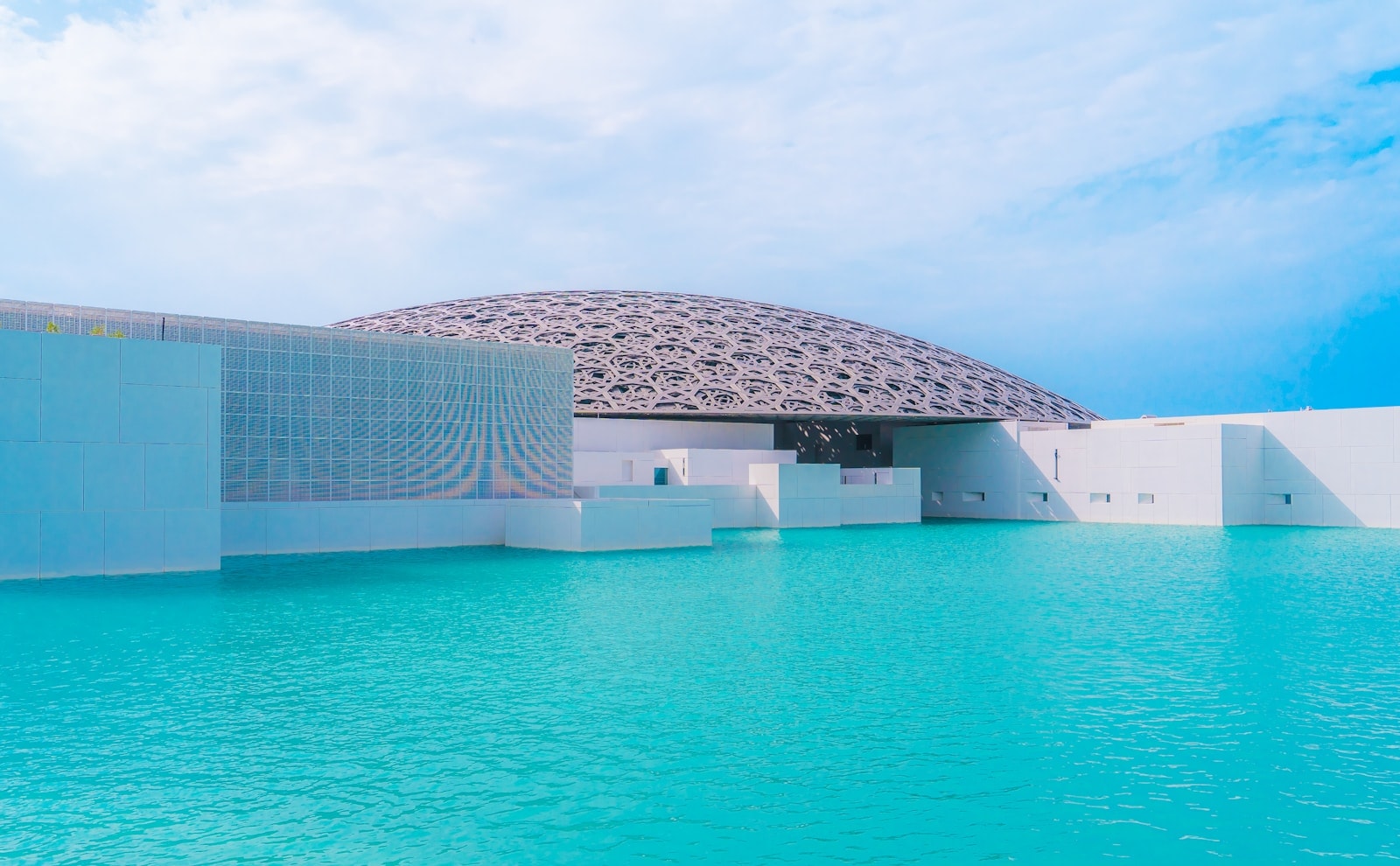 Aerial view of the Saadiyat Cultural District and museum quarter on Saadiyat Island, Abu Dhabi
