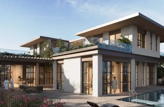 Contemporary Al Naseem villa pool corner and rooftop terrace by Modon, Hudayriyat Island, Abu Dhabi