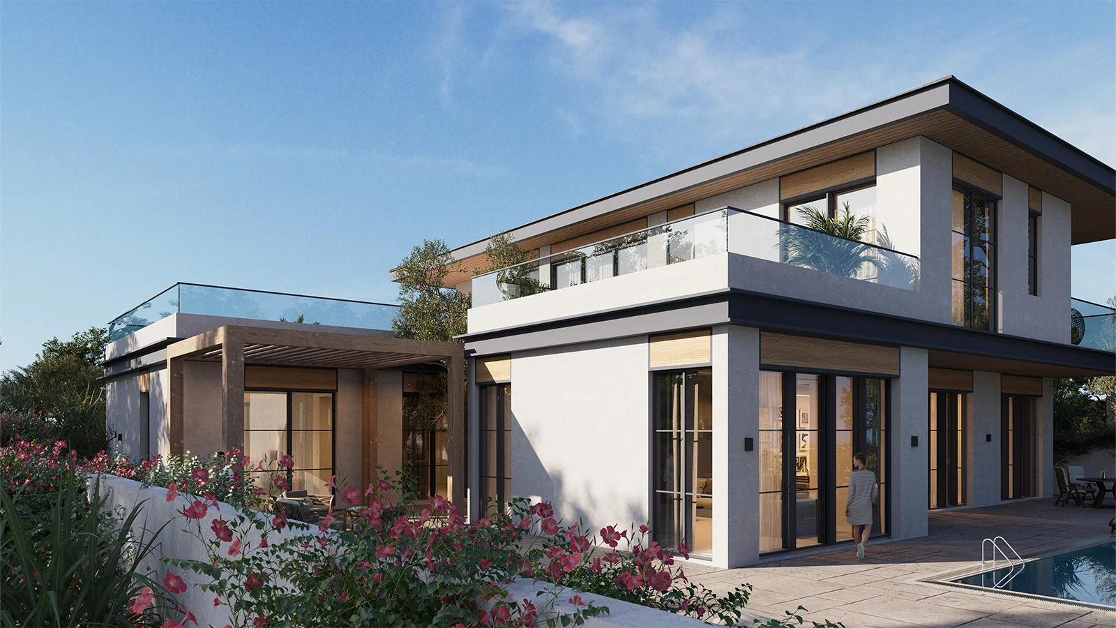 South Californian Al Naseem villa pool terrace by Modon, Hudayriyat Island, Abu Dhabi
