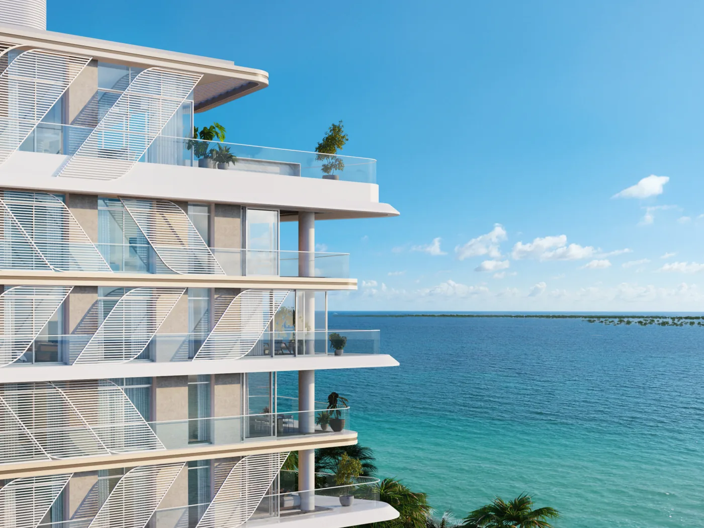 Fahid Beach Residences facade on Fahid Island, Abu Dhabi