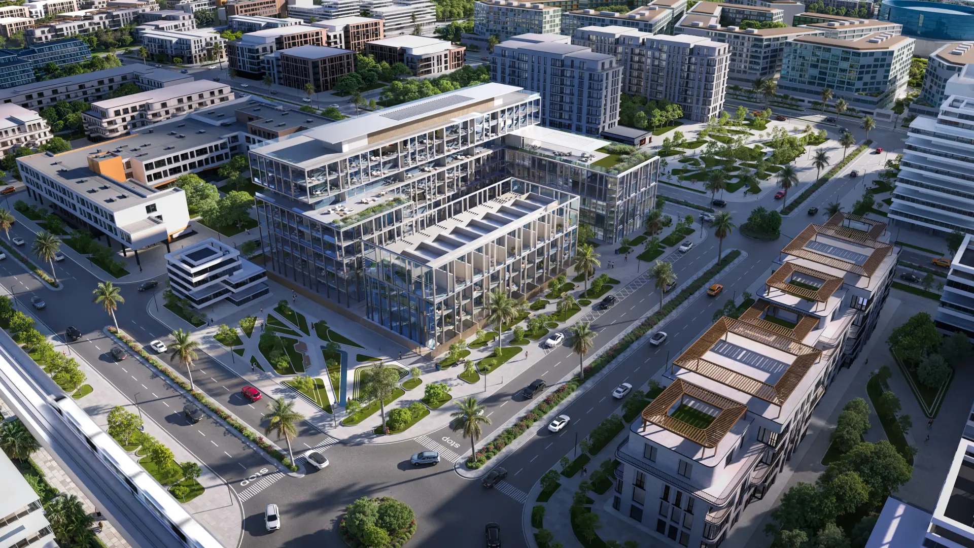 Aerial architectural rendering of Sensi by Reportage on Saadiyat Island in the Saadiyat Cultural District, Abu Dhabi