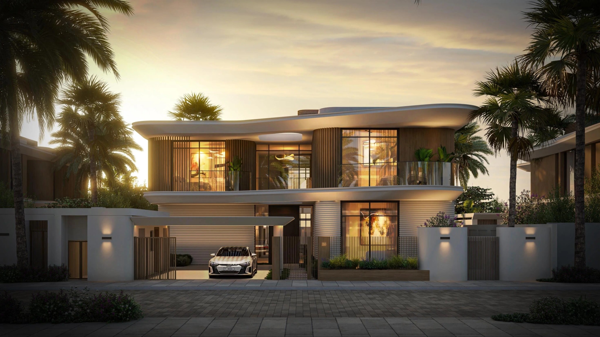 Yas Riva Reserve 5-bedroom inland villa exterior on Yas Island, Abu Dhabi, by Aldar