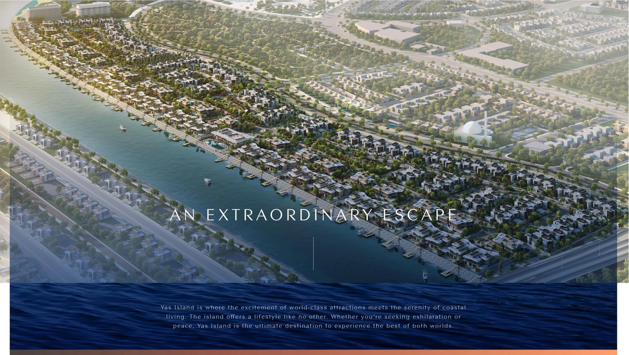 Canal-front villa exterior at Yas Riva Reserve by Aldar on Yas Island, Abu Dhabi