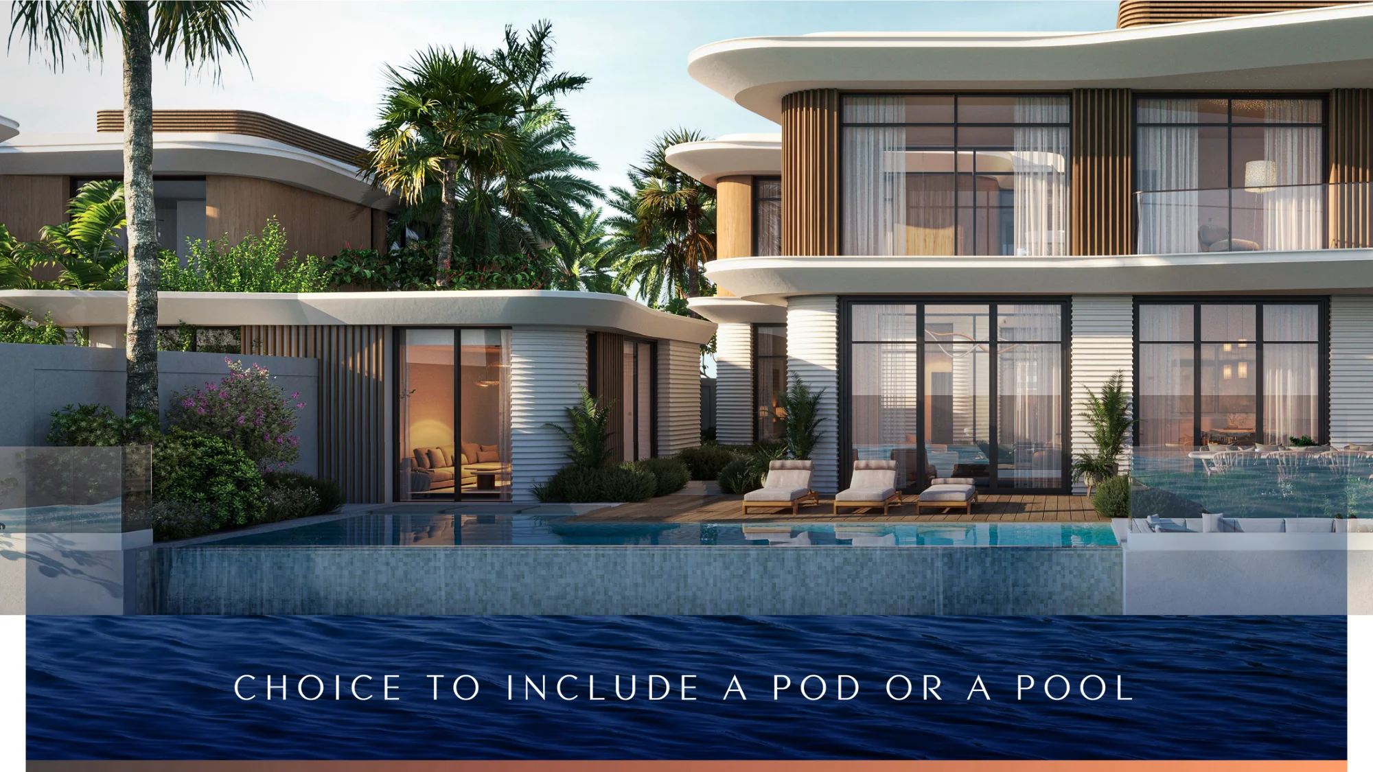 Pool and pod layout comparison for Yas Riva Reserve villas by Aldar on Yas Island