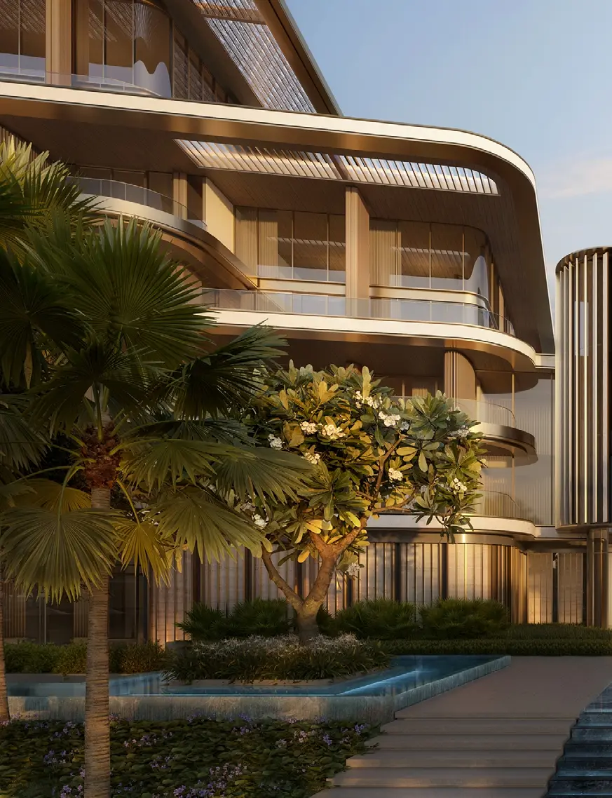 Arrival courtyard at Four Seasons Private Residences Abu Dhabi at Saadiyat Beach by ALAIN