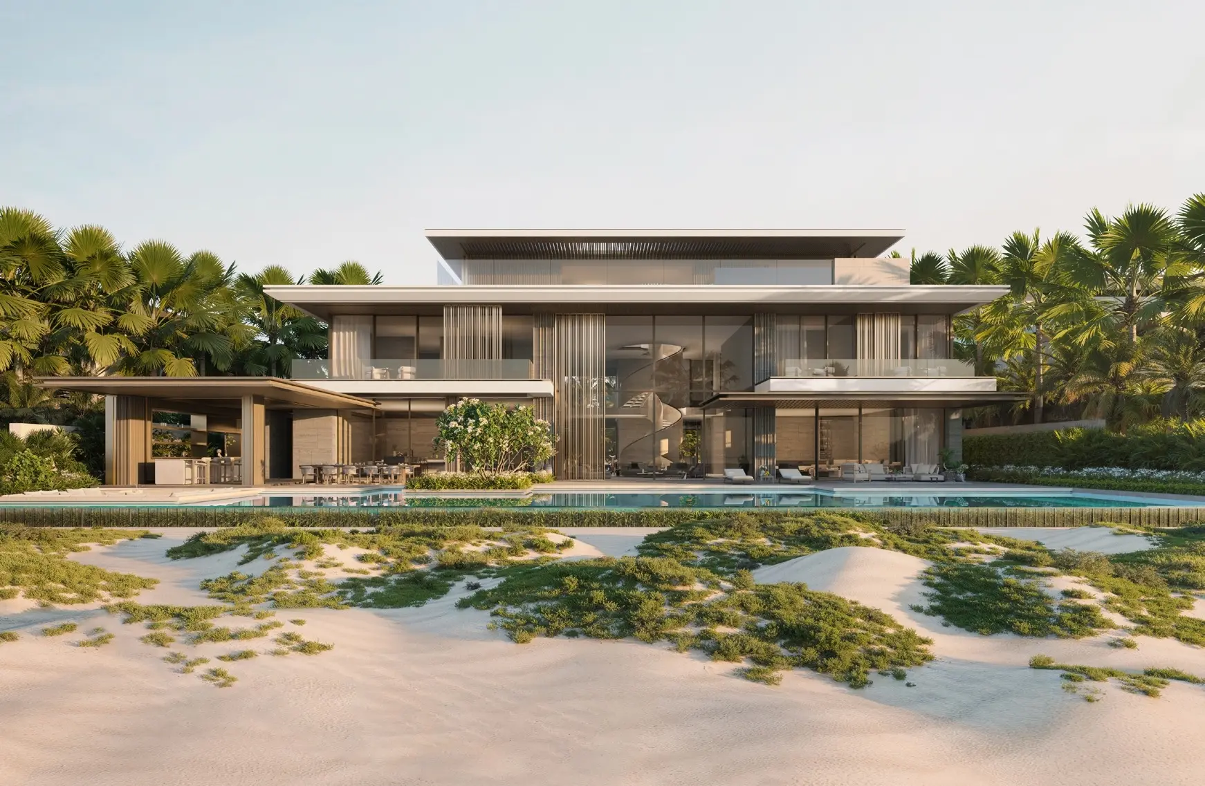 Beach mansion exterior at Four Seasons Private Residences Abu Dhabi at Saadiyat Beach by ALAIN