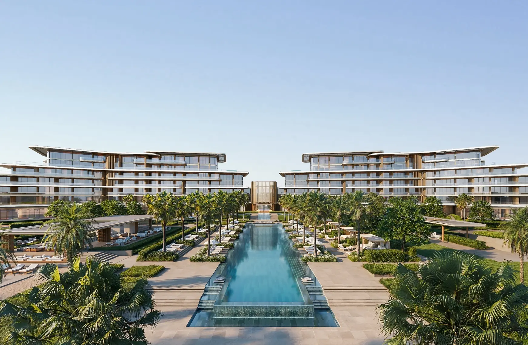 Four Seasons Private Residences Abu Dhabi at Saadiyat Beach resort pool courtyard by ALAIN
