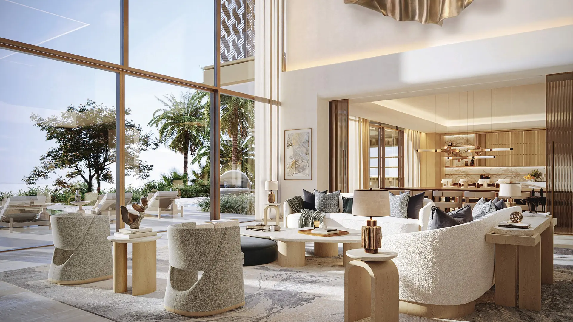 Sea-view suite living room at Four Seasons Private Residences Abu Dhabi at Saadiyat Beach by ALAIN