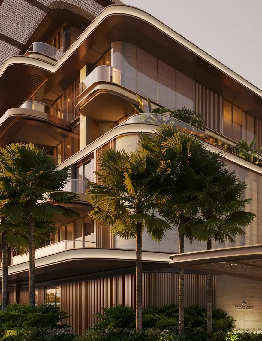 Curved villa facade at Four Seasons Private Residences Abu Dhabi at Saadiyat Beach by ALAIN