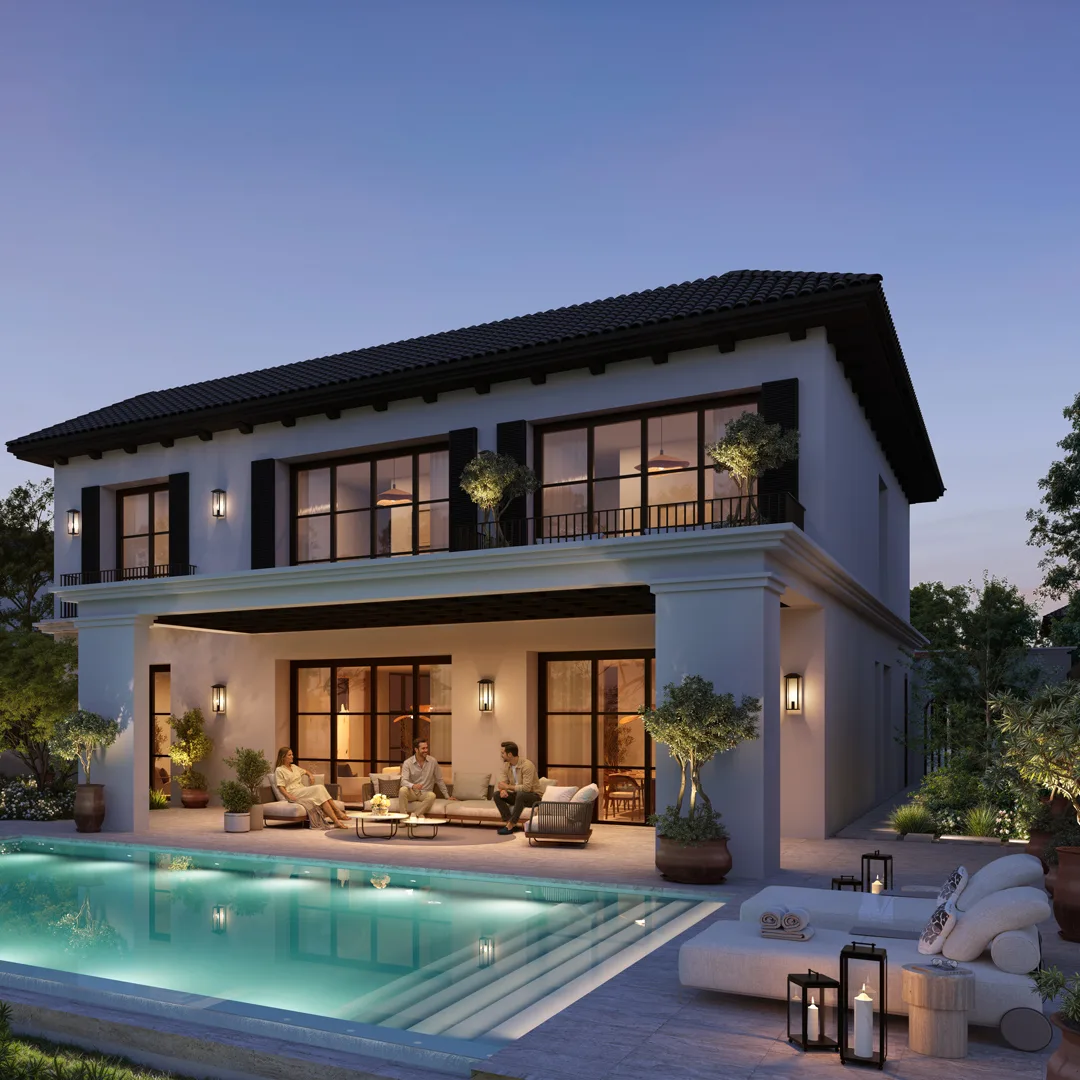 Andalusian-inspired villa with private pool and outdoor lounge at Hudayriyat Golf Estates by Modon, Hudayriyat Island, Abu Dhabi