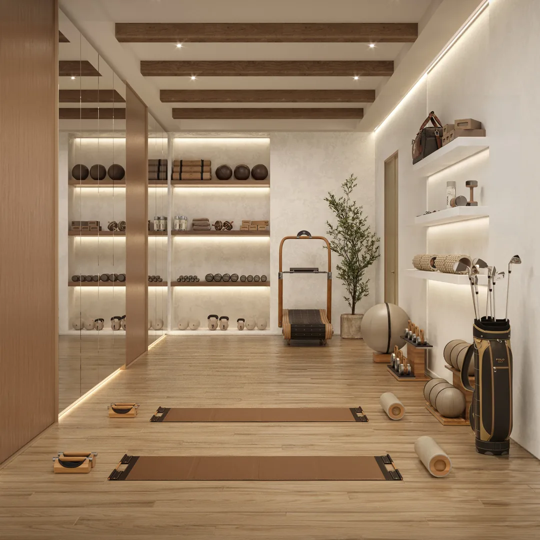 Spa and Wellness Centre private gym suite in a Hudayriyat Golf Estates golf mansion by Modon, Hudayriyat Island, Abu Dhabi