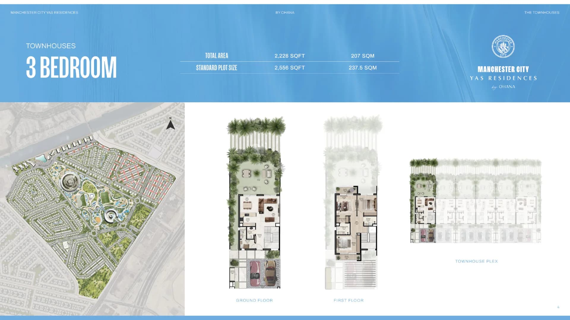 3 Bedroom Townhouse, 2,228 sq ft floor plan at Manchester City Yas Residences by Ohana, Yas Canal
