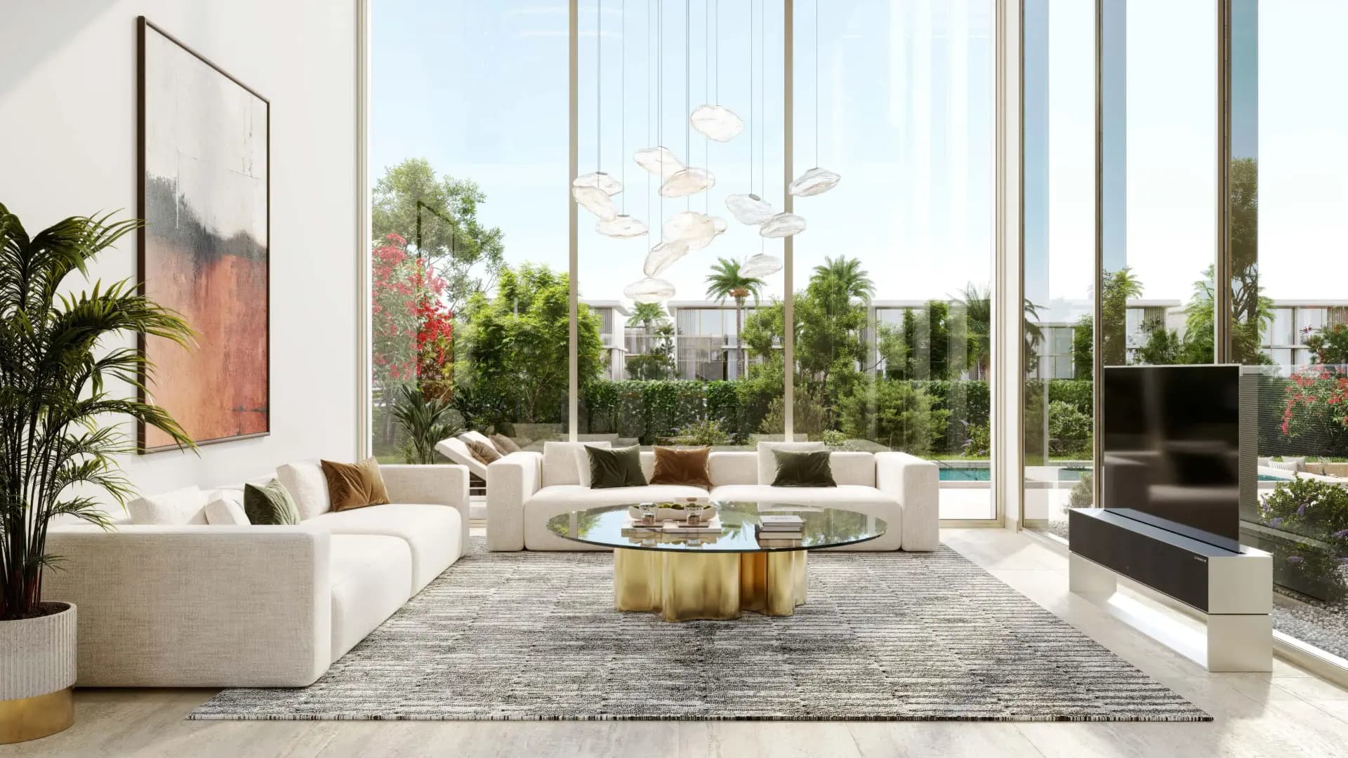 Townhouse living room interior at Manchester City Yas Residences by Ohana, Yas Canal, Abu Dhabi