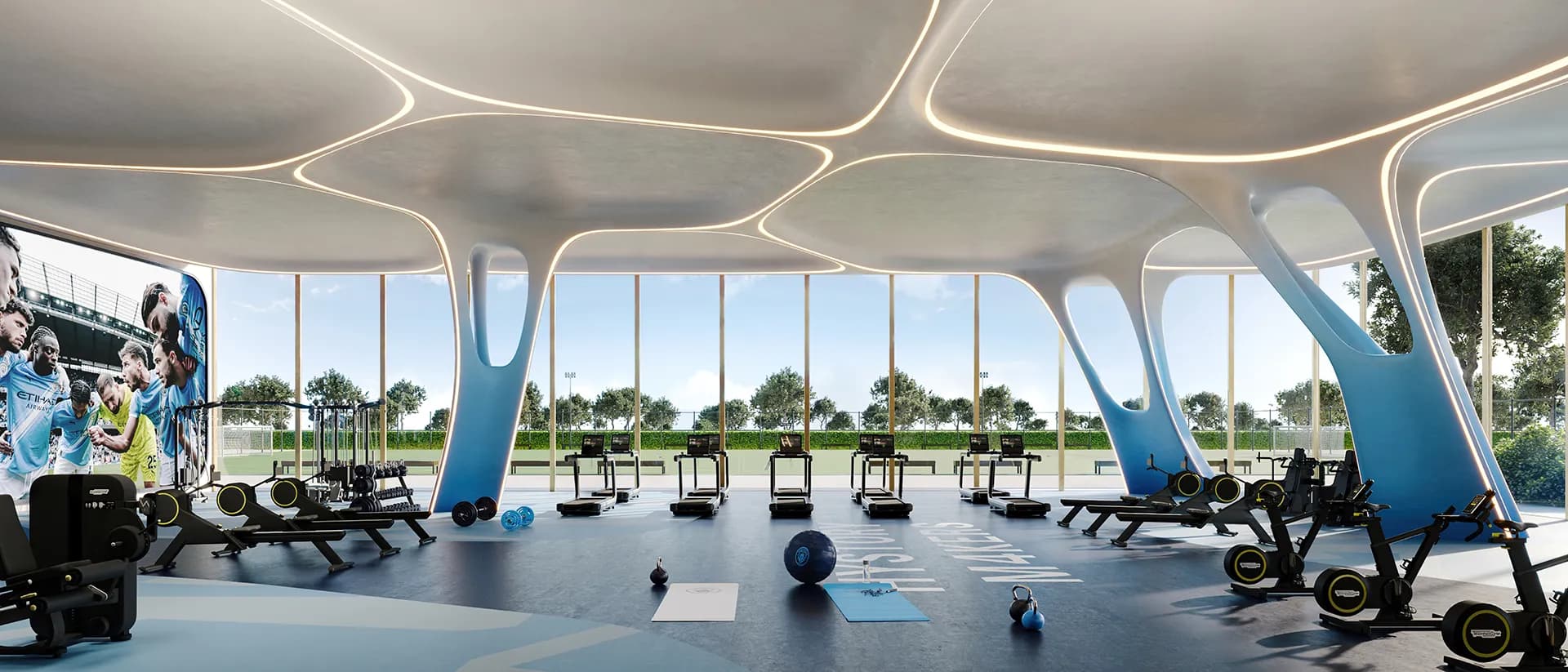 Gym and fitness center at Manchester City Yas Residences by Ohana, Yas Canal