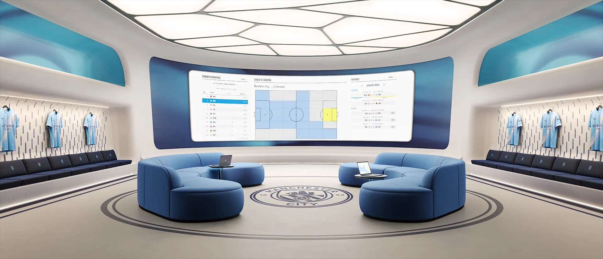Tactical Room inspired by elite match analysis at Manchester City Yas Residences
