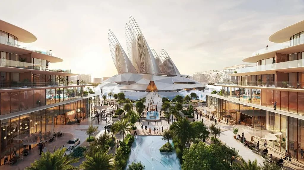 Boulevard toward Zayed National Museum from Mandarin Oriental Residences in the Saadiyat Cultural District, Abu Dhabi
