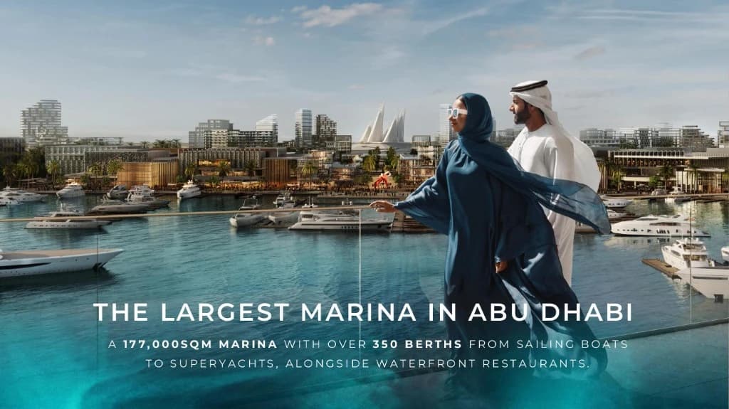 Abu Dhabi's largest marina at Marsa Al Saadiyat, 350 berths for sailing boats to superyachts