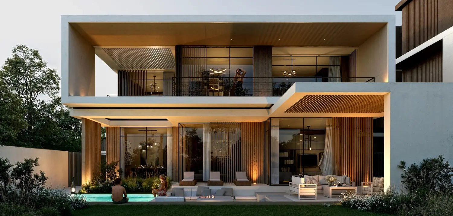 Naseem Al Jurf townhouse garden and shaded terrace