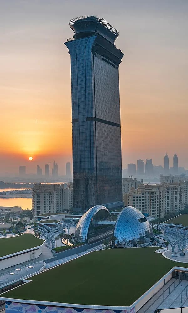 Palm Springs by Nakheel, developer Nakheel, Dubai: The Palm Tower on Palm Jumeirah. This photograph shows Palm Jumeirah, not the Palm Springs community.