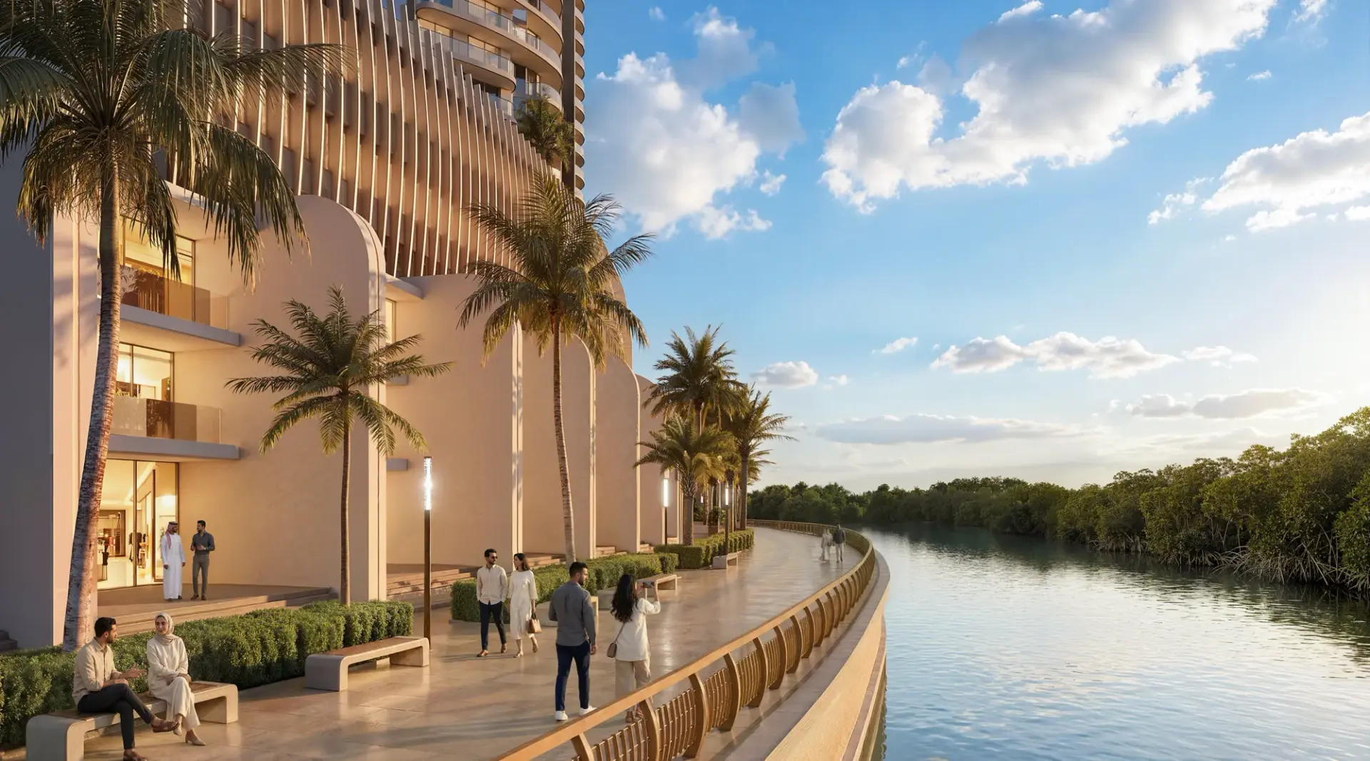 Al Reem Island mangrove boardwalk and waterfront access for Radisson Residences residents