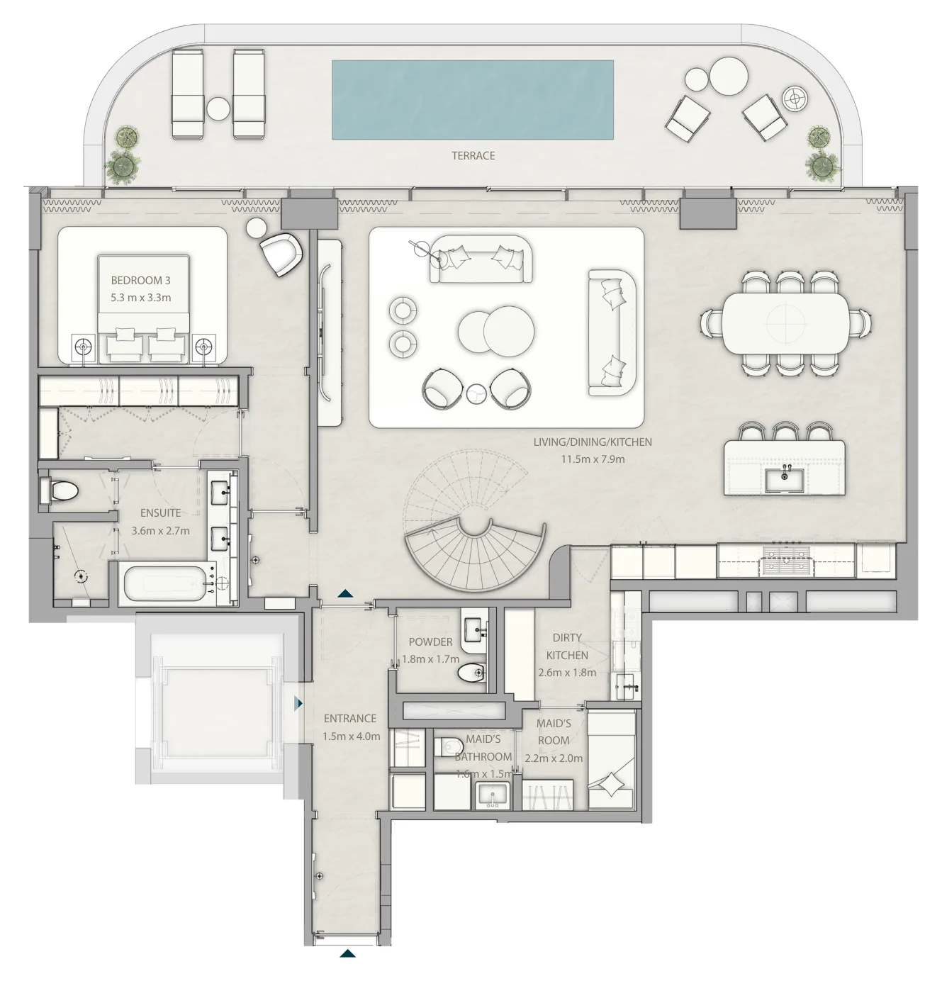 مخطط 3 Bed C lower في مساكن الريتز كارلتون جزيرة المارية أبوظبي